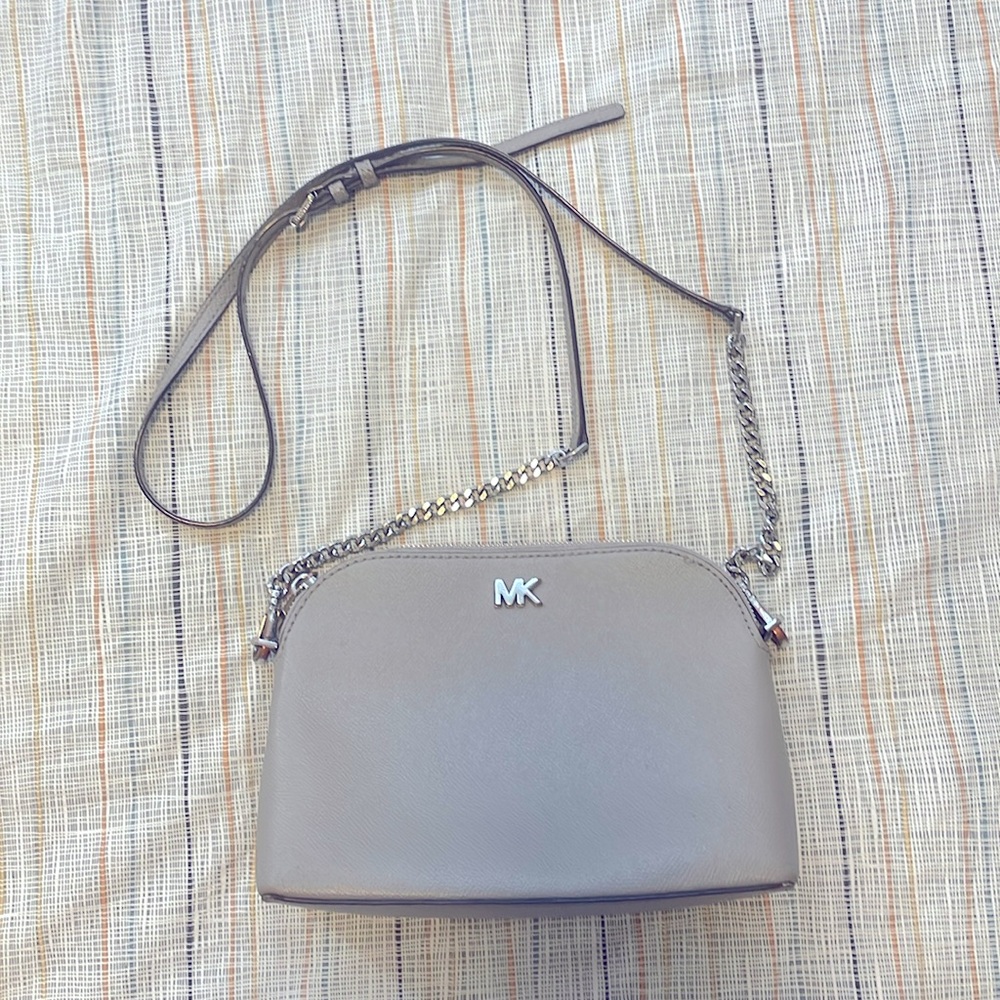 Michael Kors Taupe Crossbody Bag with Silver Hardware